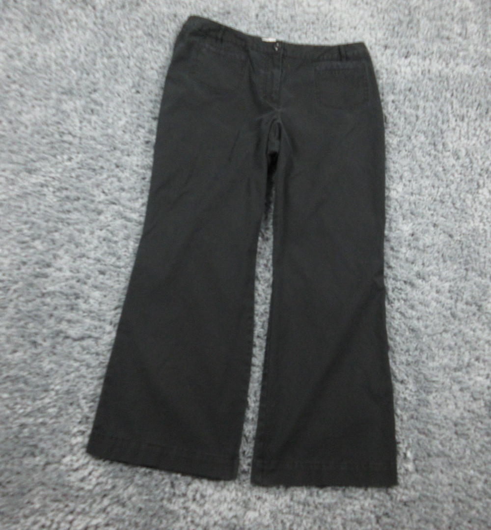 Chicos Pants Womens 3 Short Black Stretch Wide Leg Casual Flare Comfort 34x28*